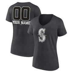 Seattle Mariners Women's Personalized Monochrome Name & Number V-Neck T-Shirt - MLB T-shirts