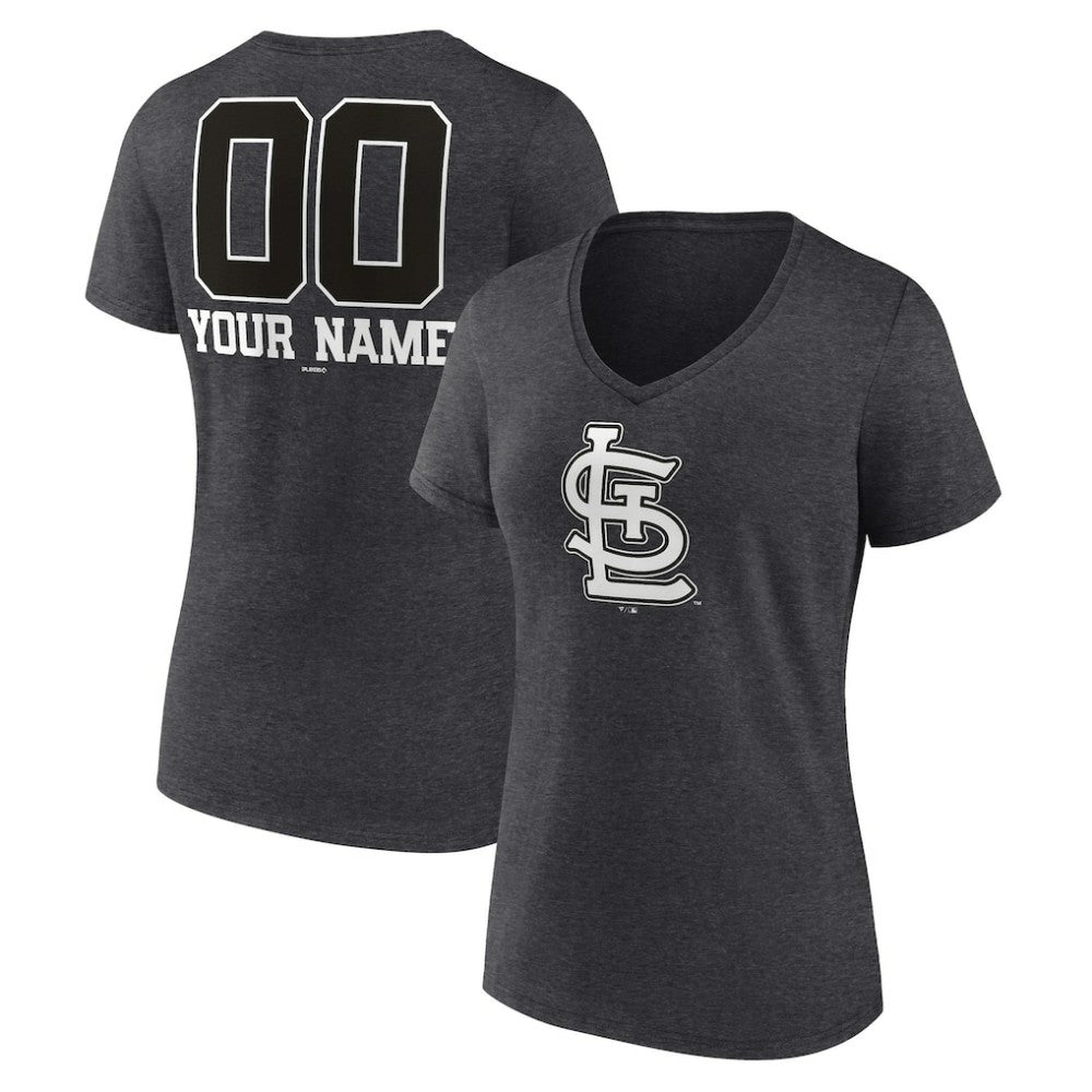 St. Louis Cardinals Women's Personalized Monochrome Name & Number V-Neck T-Shirt - MLB T-shirts