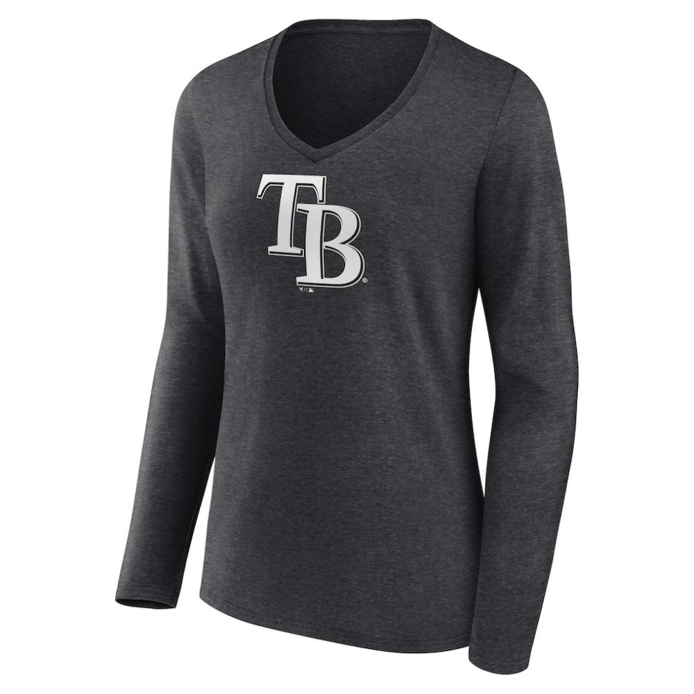 Tampa Bay Rays Women's Personalized Monochrome Name & Number Long Sleeve V-Neck T-Shirt - MLB T-shirts