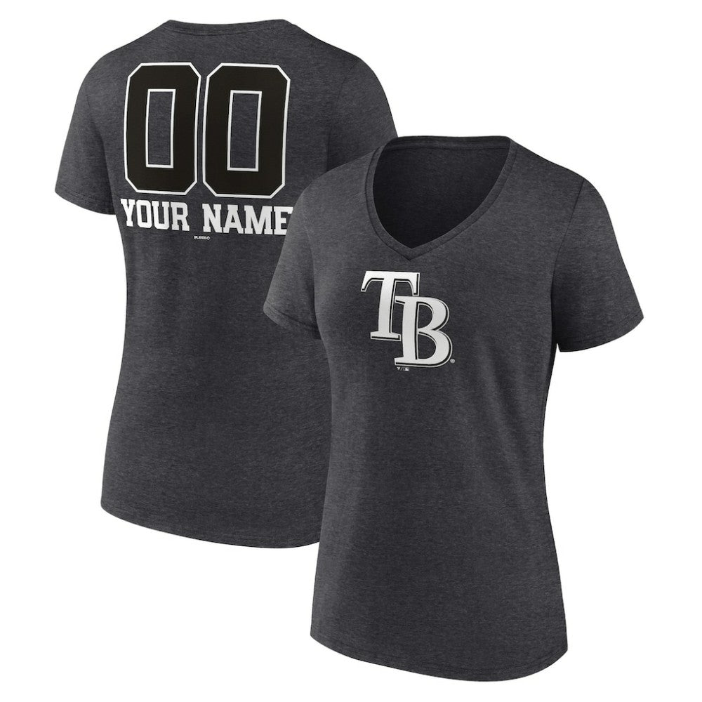 Tampa Bay Rays Women's Personalized Monochrome Name & Number V-Neck T-Shirt - MLB T-shirts