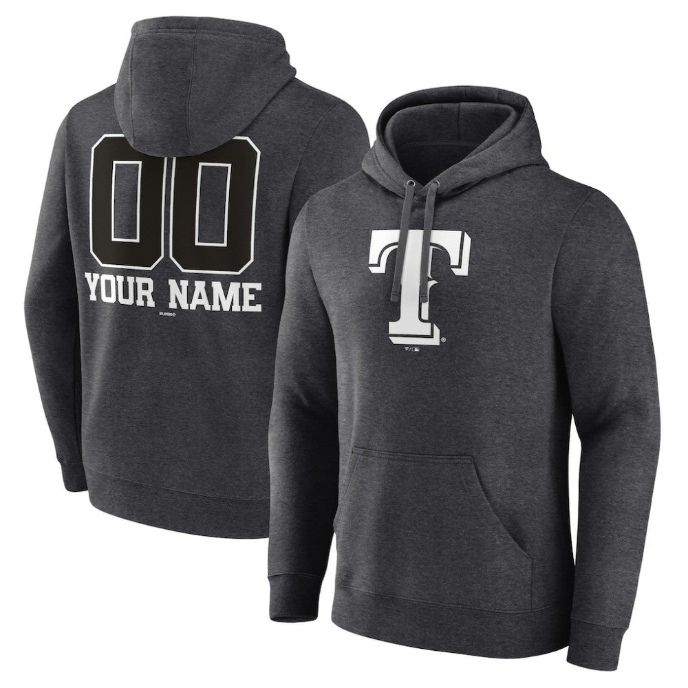 Texas Rangers Personalized Monochrome Name & Number Pullover Hoodie - MLB Hoodies