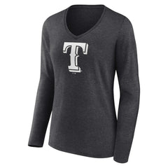 Texas Rangers Women's Personalized Monochrome Name & Number Long Sleeve V-Neck T-Shirt - MLB T-shirts
