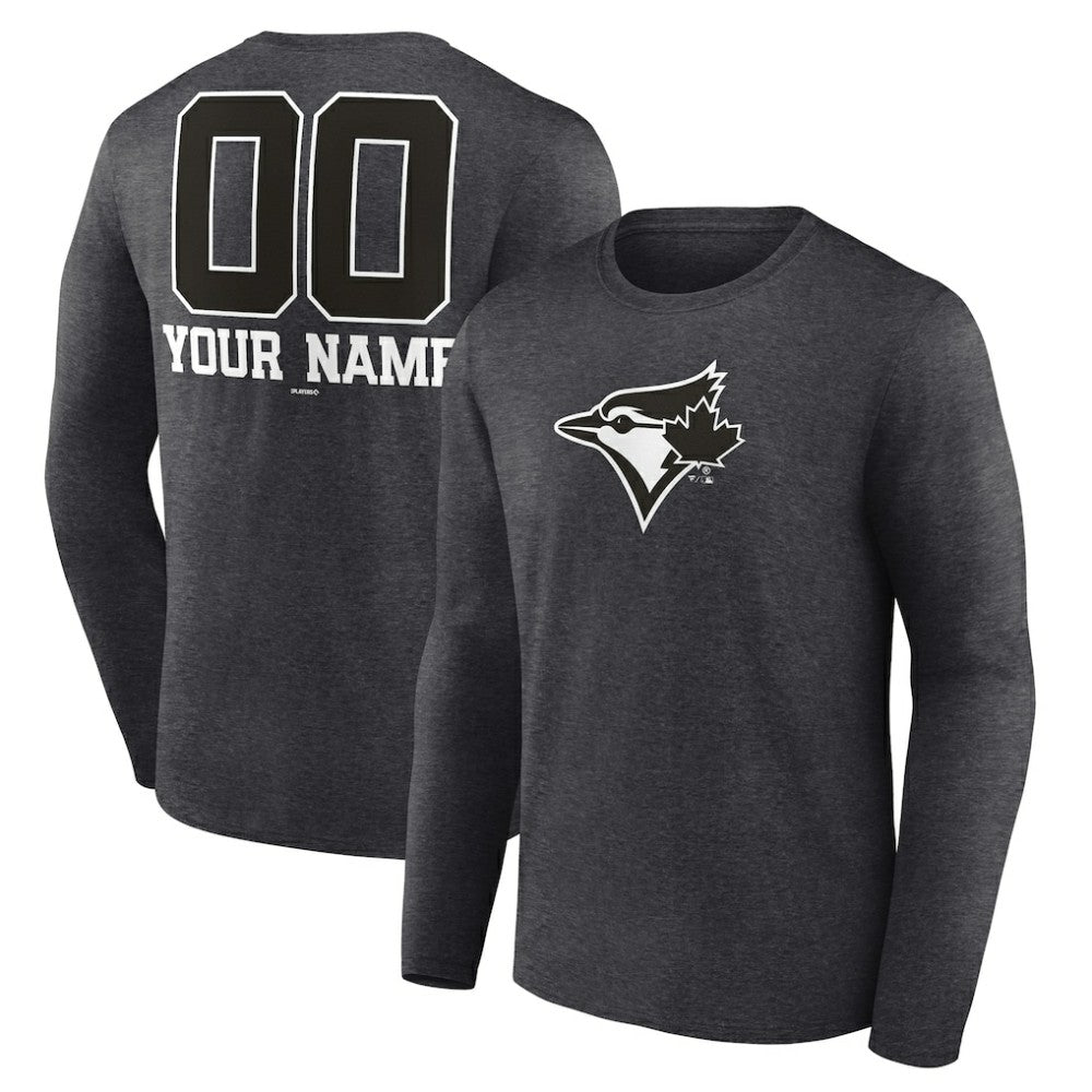 Toronto Blue Jays Personalized Monochrome Name & Number Long Sleeve T-Shirt - MLB T-shirts