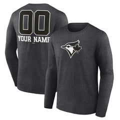 Toronto Blue Jays Personalized Monochrome Name & Number Long Sleeve T-Shirt - MLB T-shirts