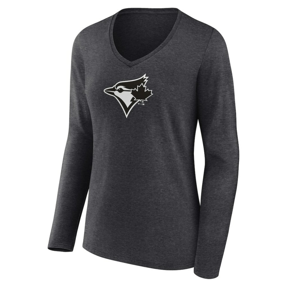 Toronto Blue Jays Women's Personalized Monochrome Name & Number Long Sleeve V-Neck T-Shirt - MLB T-shirts