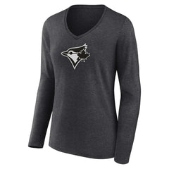 Toronto Blue Jays Women's Personalized Monochrome Name & Number Long Sleeve V-Neck T-Shirt - MLB T-shirts