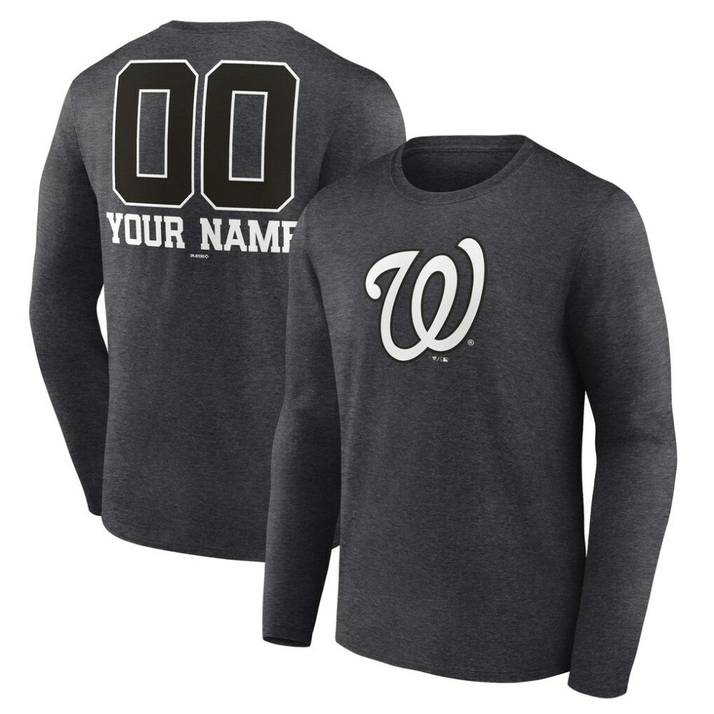 Washington Nationals Personalized Monochrome Name & Number Long Sleeve T-Shirt - MLB T-shirts