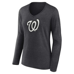 Washington Nationals Women's Personalized Monochrome Name & Number Long Sleeve V-Neck T-Shirt - MLB T-shirts