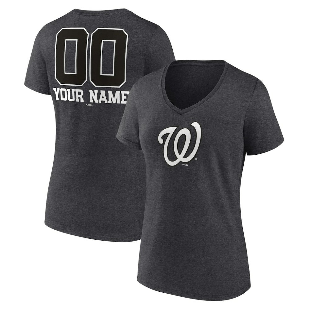 Washington Nationals Women's Personalized Monochrome Name & Number V-Neck T-Shirt - MLB T-shirts