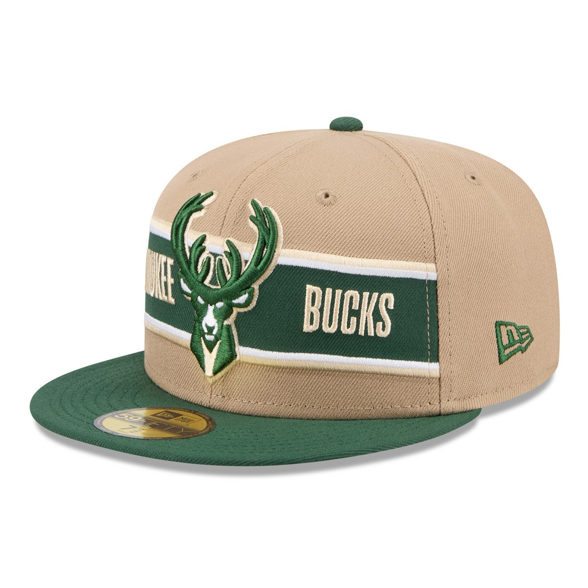 Tan/Hunter Green Milwaukee Bucks 2024 NBA Draft 59FIFTY Fitted Hat | NBA