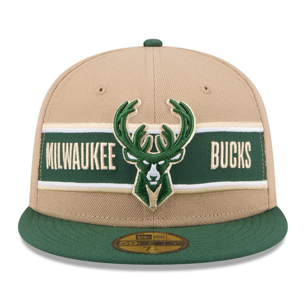 Tan/Hunter Green Milwaukee Bucks 2024 NBA Draft 59FIFTY Fitted Hat | NBA