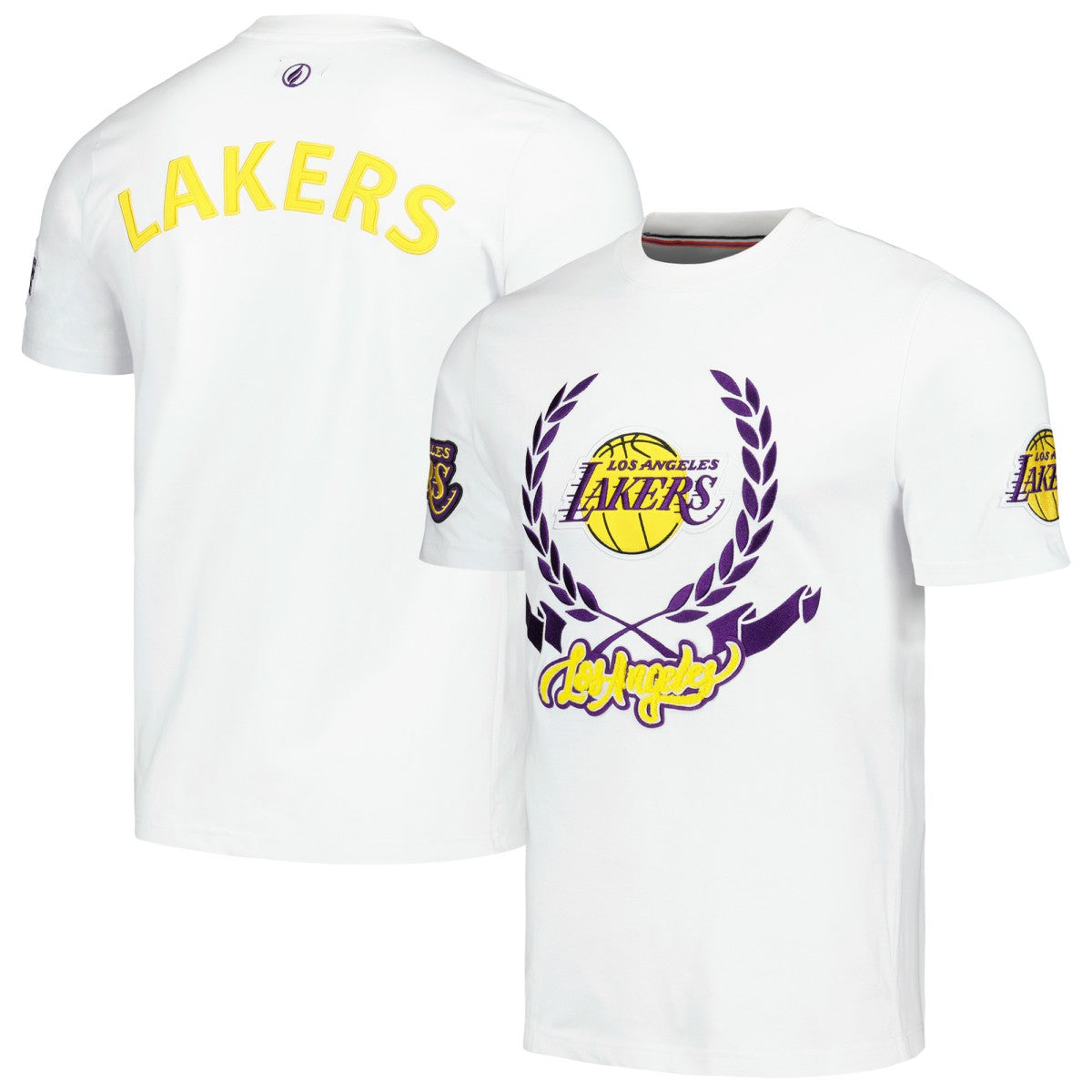 White Los Angeles Lakers FISLL Unisex Heritage Crest T-Shirt | NBA