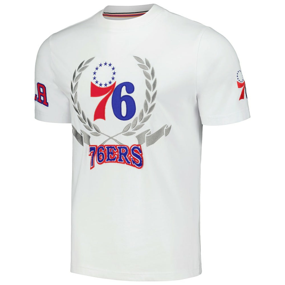 White Philadelphia 76ers FISLL Unisex Heritage Crest T-Shirt | NBA