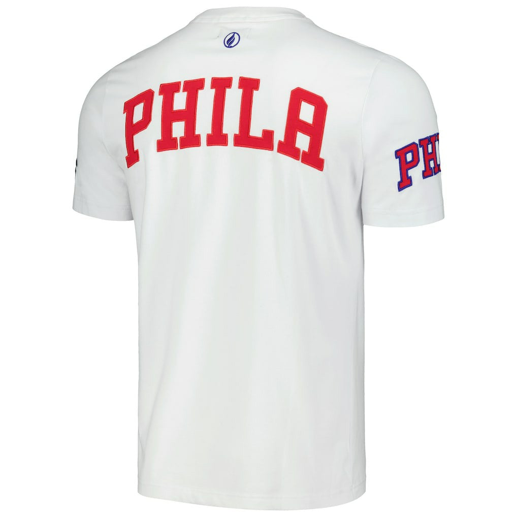 White Philadelphia 76ers FISLL Unisex Heritage Crest T-Shirt | NBA
