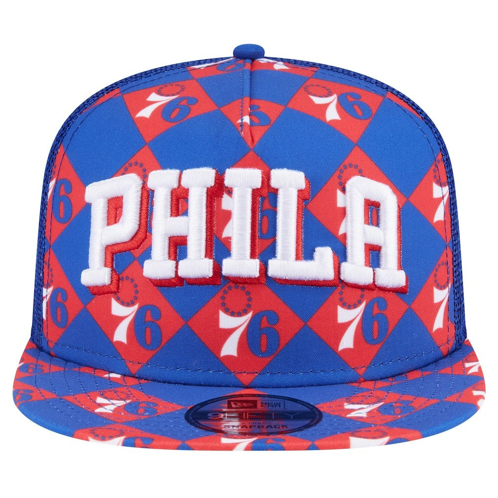 Royal Philadelphia 76ers Seeing Diamonds A-Frame Trucker 9FIFTY Snapback Hat | NBA