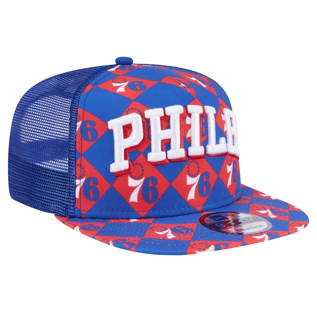 Royal Philadelphia 76ers Seeing Diamonds A-Frame Trucker 9FIFTY Snapback Hat | NBA