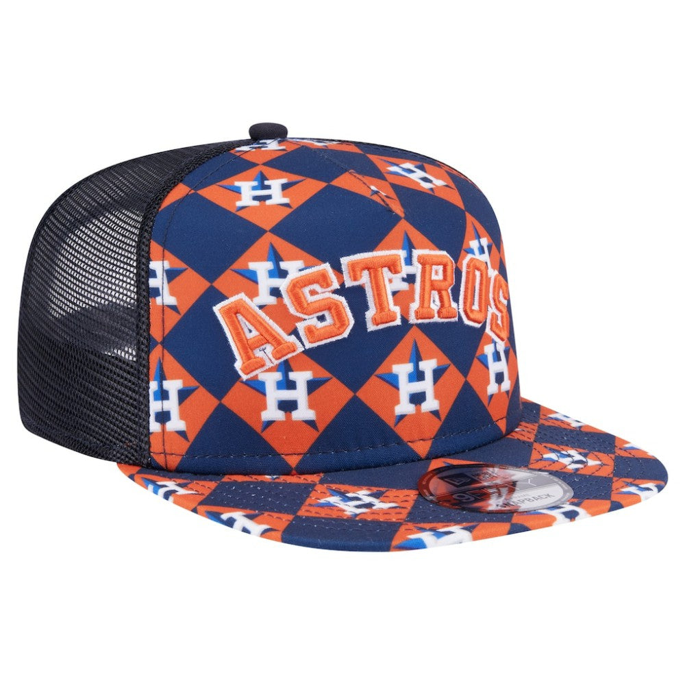 Houston Astros New Era Seeing Diamonds A-Frame Trucker 9FIFTY Snapback Hat - MLB Hats