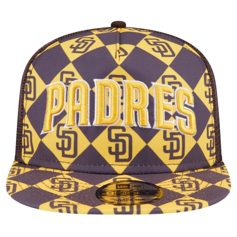 San Diego Padres New Era Seeing Diamonds A-Frame Trucker 9FIFTY Snapback Hat - MLB Hats