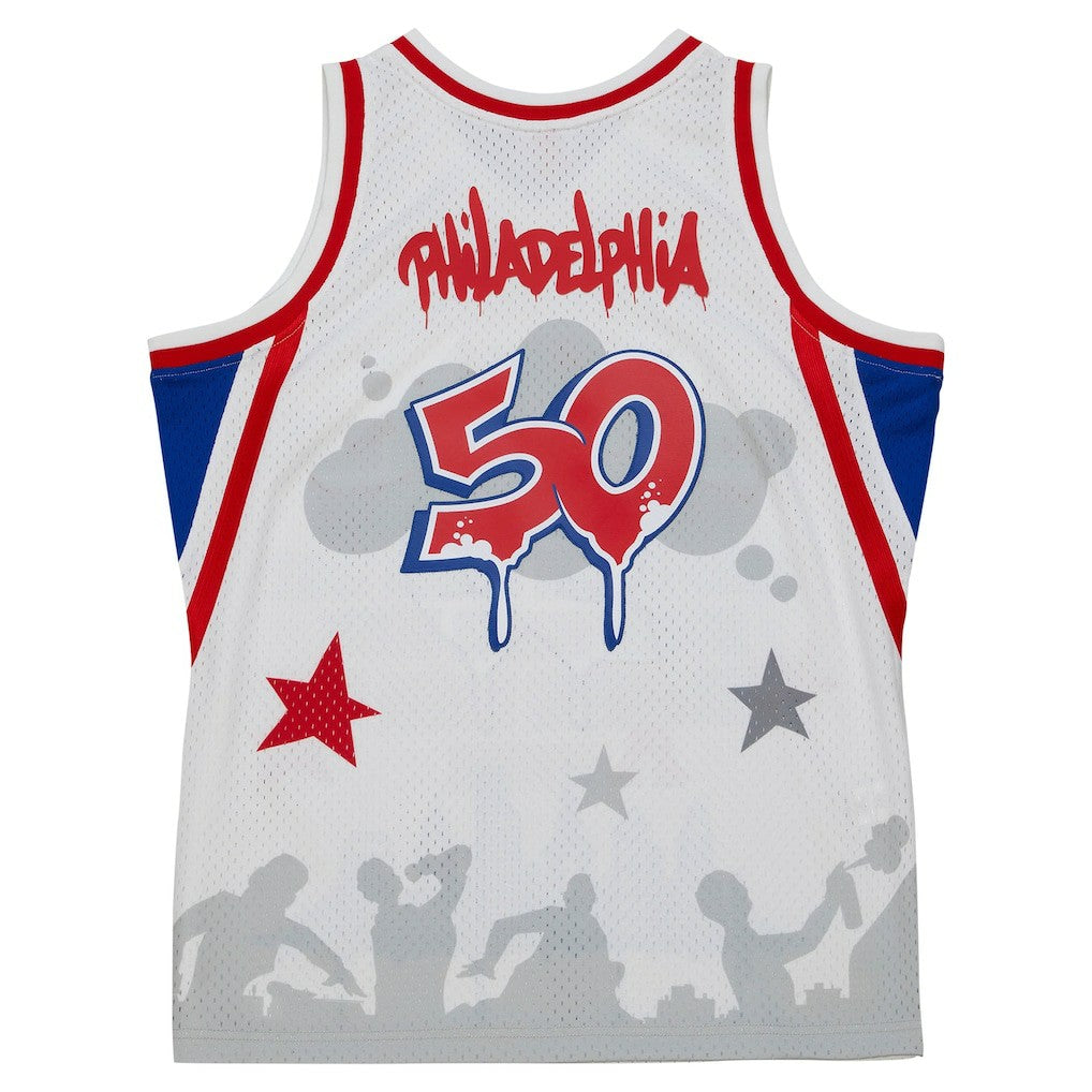 White Philadelphia 76ers x Tats Cru Hardwood Classics Fashion Jersey sale | NBA