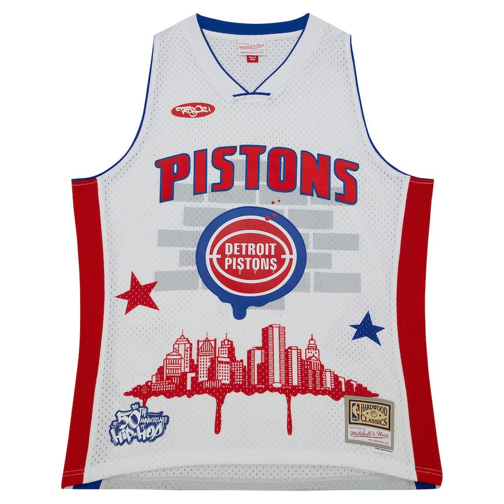 White Detroit Pistons x Tats Cru Hardwood Classics Fashion Jersey sale | NBA