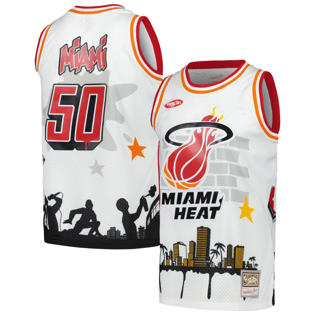 White Miami Heat x Tats Cru Hardwood Classics Fashion Jersey | NBA