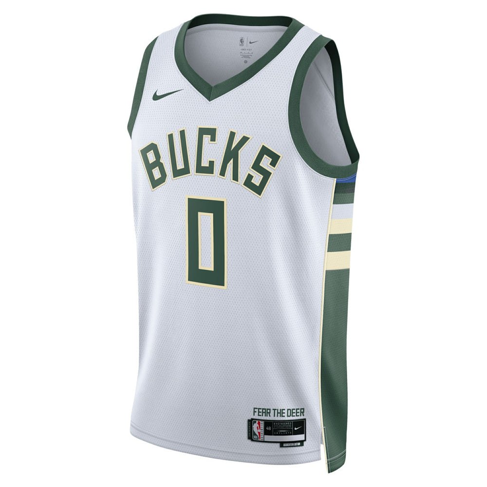 White Damian Lillard Milwaukee Bucks Unisex Fear The Deer Swingman Player Jersey | NBA