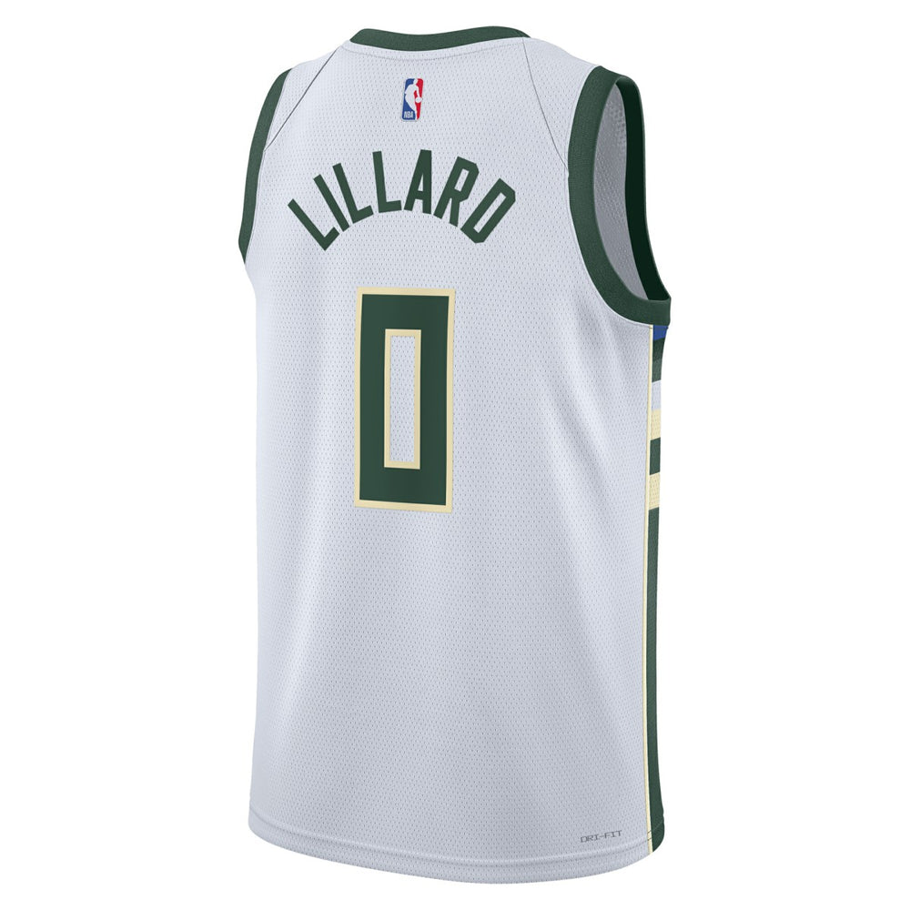 White Damian Lillard Milwaukee Bucks Unisex Fear The Deer Swingman Player Jersey | NBA