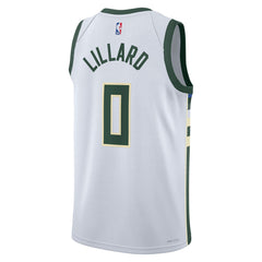 White Damian Lillard Milwaukee Bucks Unisex Fear The Deer Swingman Player Jersey | NBA