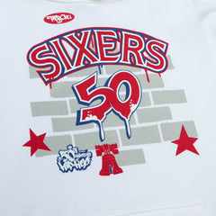White Philadelphia 76ers x Tats Cru Hardwood Classics Brick Pullover Hoodie | NBA