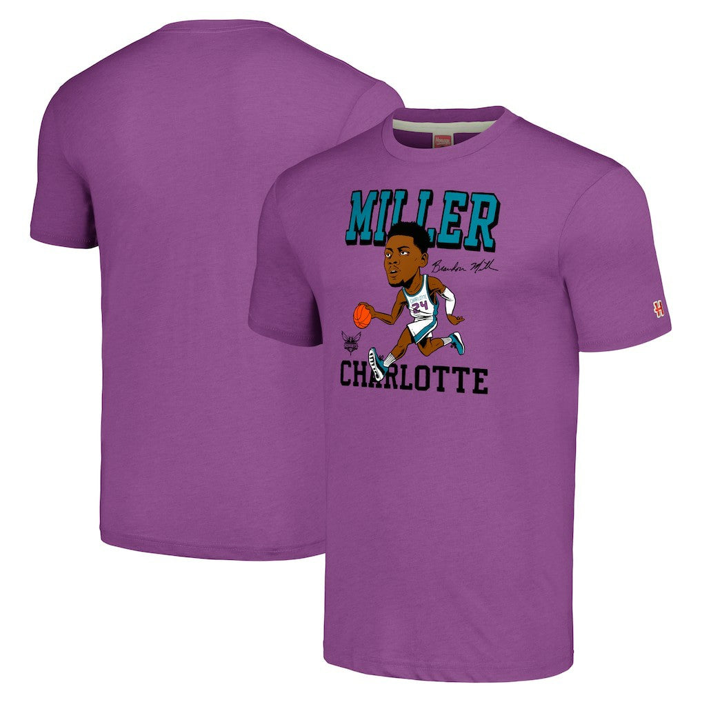 Purple Brandon Miller Charlotte Hornets Homage Caricature Tri-Blend T-Shirt | NBA