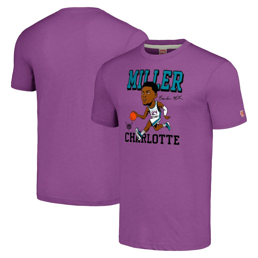 Purple Brandon Miller Charlotte Hornets Homage Caricature Tri-Blend T-Shirt | NBA
