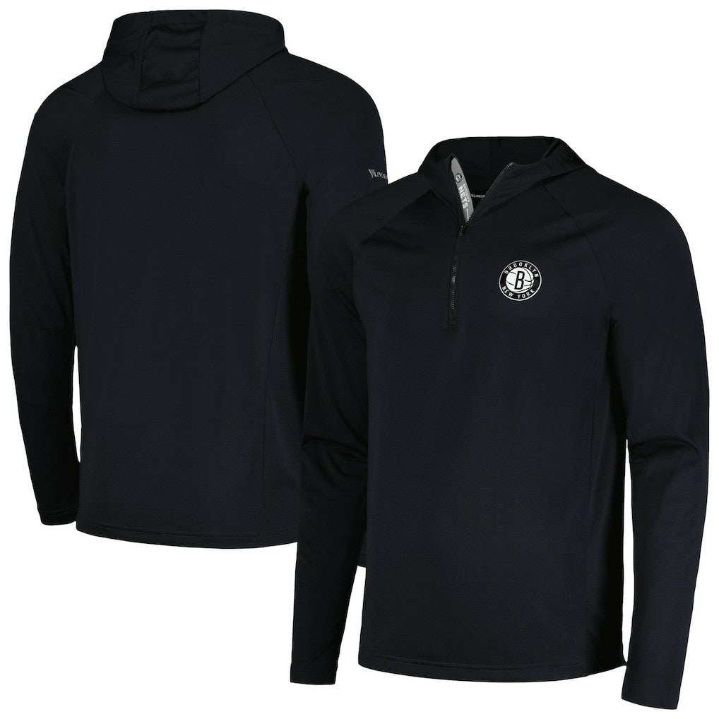 Black Brooklyn Nets Levelwear Zander Hoodie Raglan Quarter-Zip Top | NBA