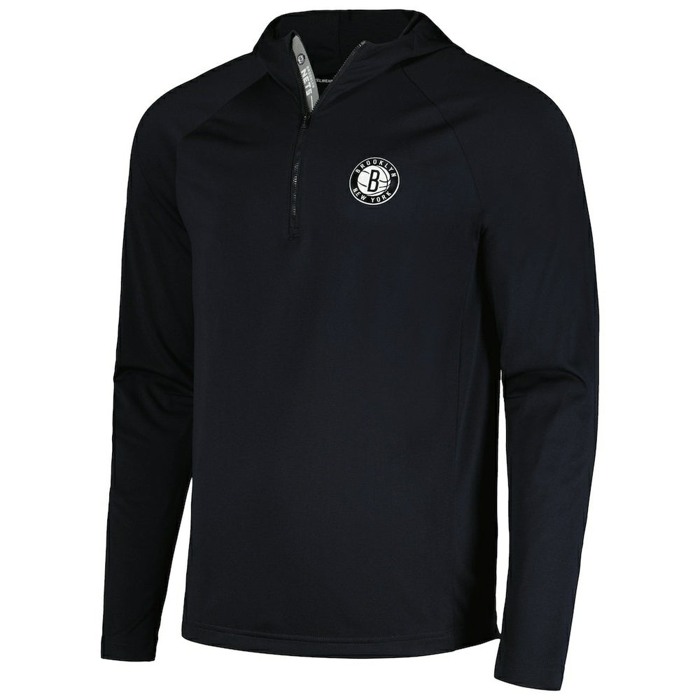 Black Brooklyn Nets Levelwear Zander Hoodie Raglan Quarter-Zip Top | NBA