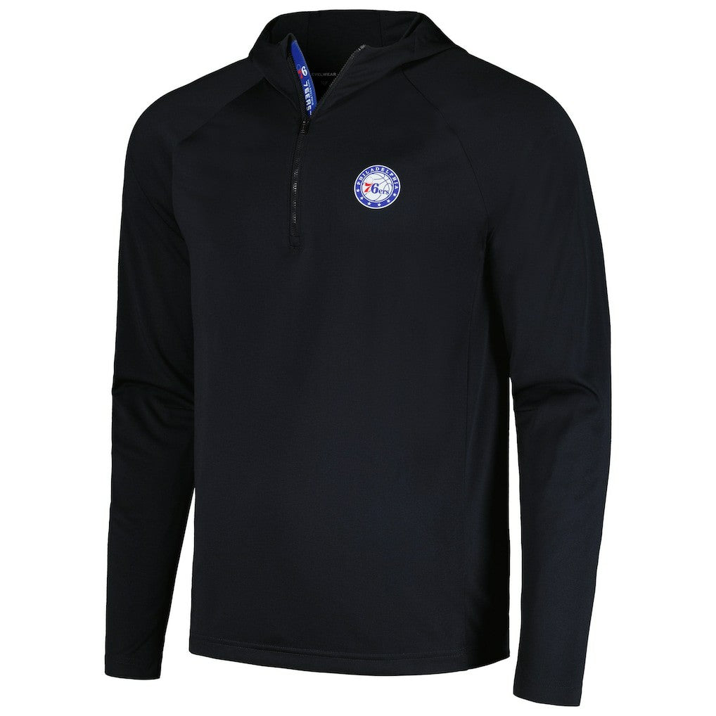 Black Philadelphia 76ers Levelwear Zander Hoodie Raglan Quarter-Zip Top | NBA