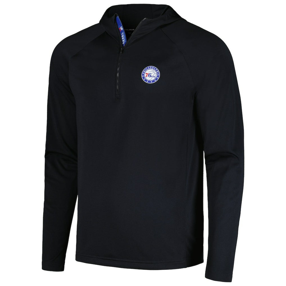 Black Philadelphia 76ers Levelwear Zander Hoodie Raglan Quarter-Zip Top | NBA