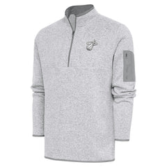 Heather Gray Miami Heat Antigua Metallic Logo Fortune Quarter-Zip Jacket | NBA