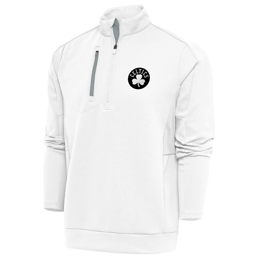 White Boston Celtics Antigua Metallic Logo Generation Quarter-Zip Top | NBA