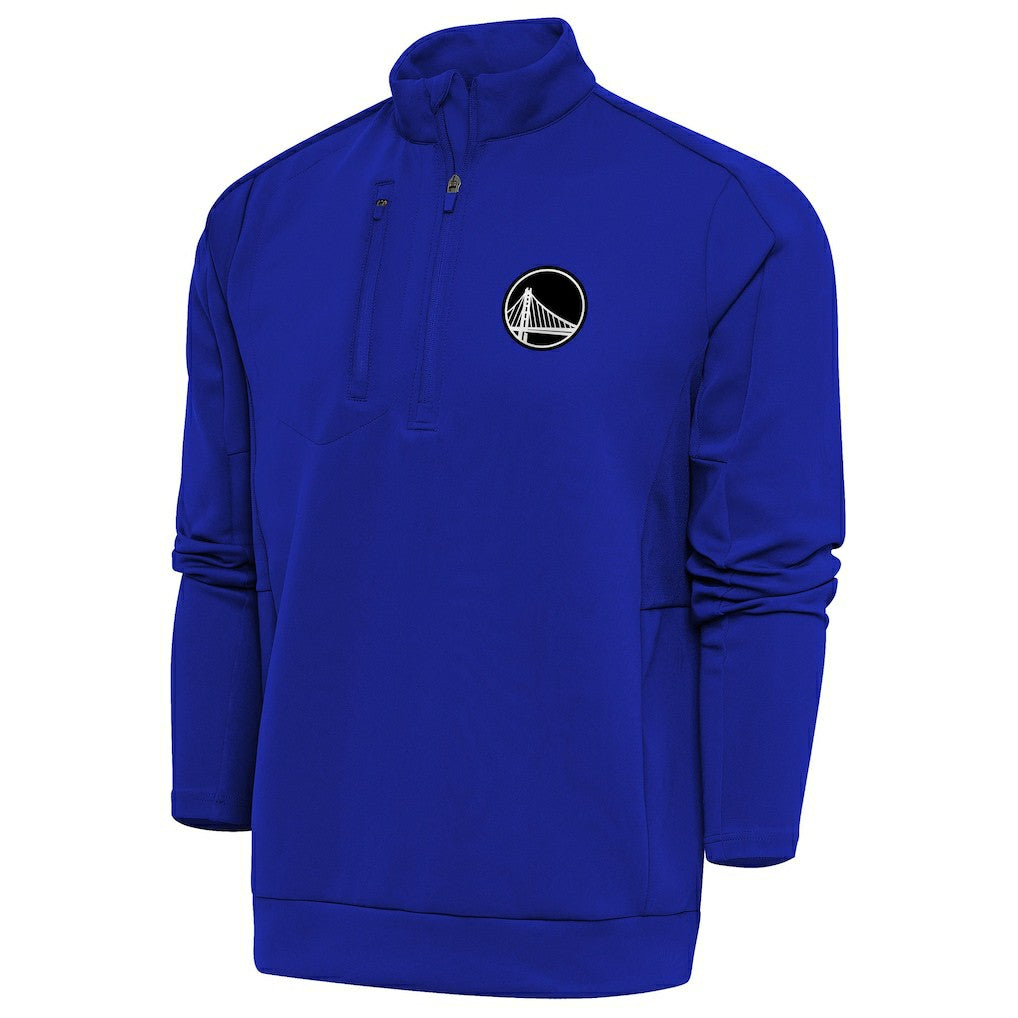 Royal Golden State Warriors Antigua Metallic Logo Generation Quarter-Zip Top sale | NBA