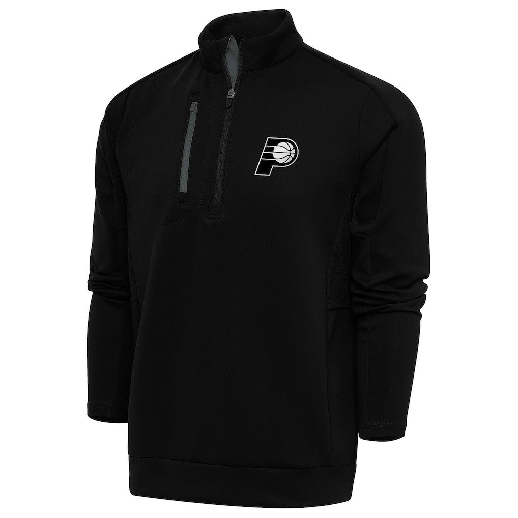 Black Indiana Pacers Antigua Metallic Logo Generation Quarter-Zip Top | NBA