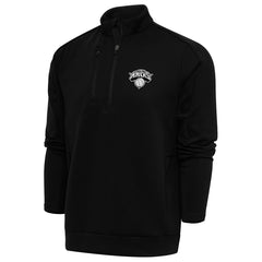 Black New York Knicks Antigua Metallic Logo Generation Quarter-Zip Top | NBA