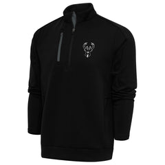 Black Milwaukee Bucks Antigua Metallic Logo Generation Quarter-Zip Top | NBA
