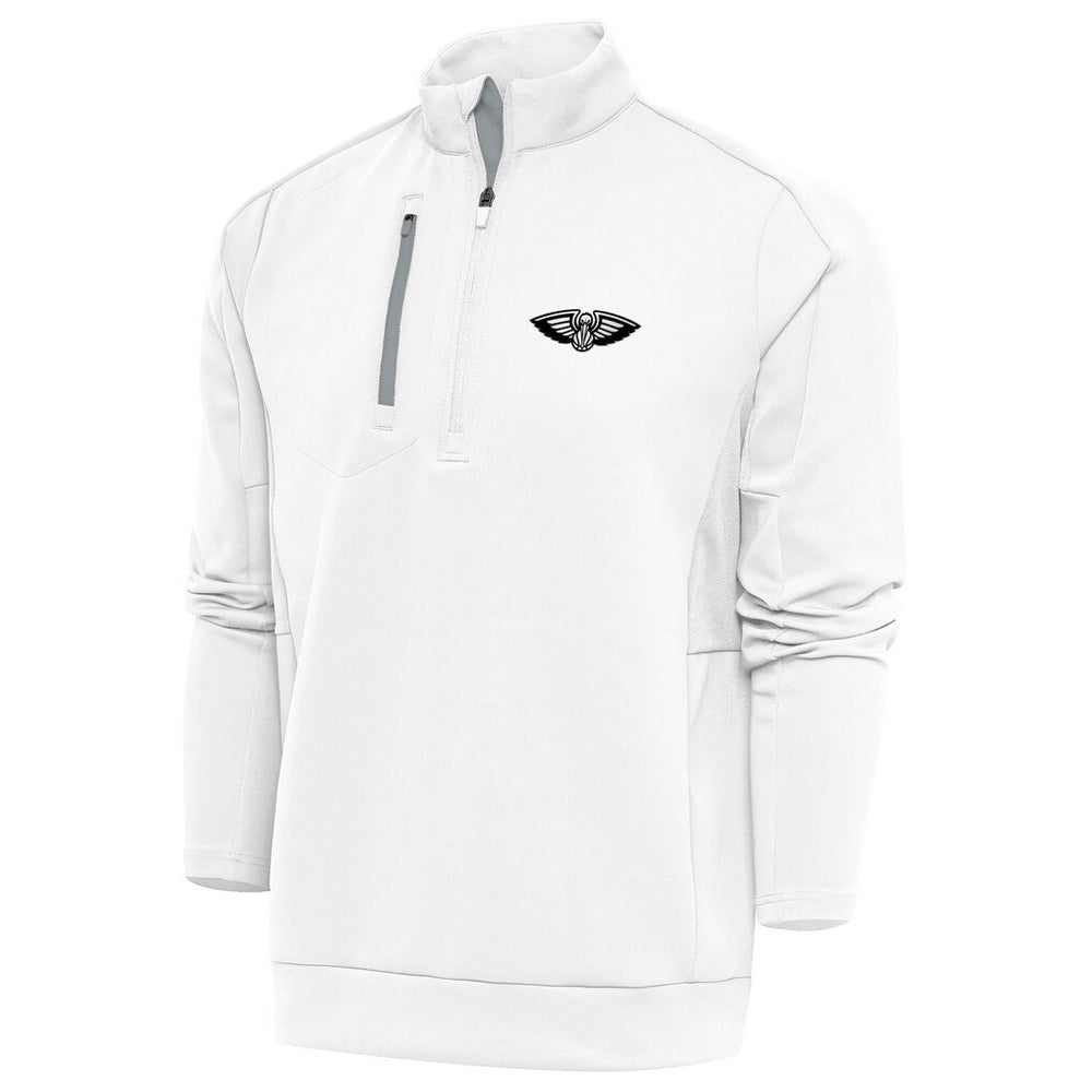 White New Orleans Pelicans Antigua Metallic Logo Generation Quarter-Zip Top | NBA