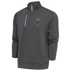 Pewter Milwaukee Bucks Antigua Metallic Logo Generation Quarter-Zip Top | NBA