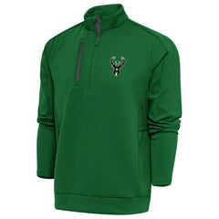 Hunter Green Milwaukee Bucks Antigua Metallic Logo Generation Quarter-Zip Top | NBA