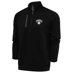 Black New York Knicks Antigua Metallic Logo Generation Quarter-Zip Top | NBA