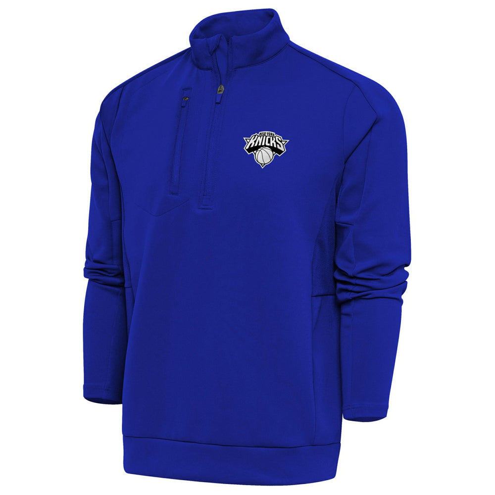 Blue New York Knicks Antigua Metallic Logo Generation Quarter-Zip Top | NBA