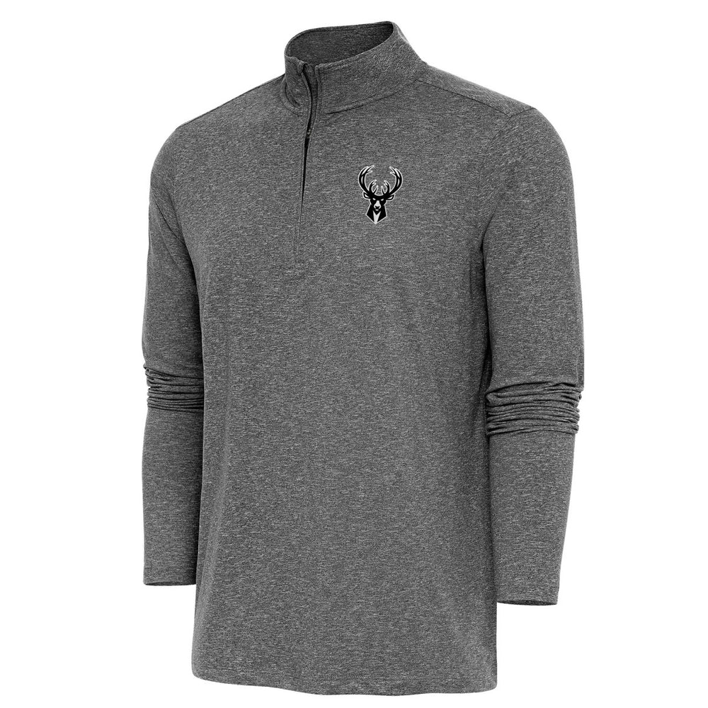 Heather Black Milwaukee Bucks Antigua Hunk Quarter-Zip Top | NBA
