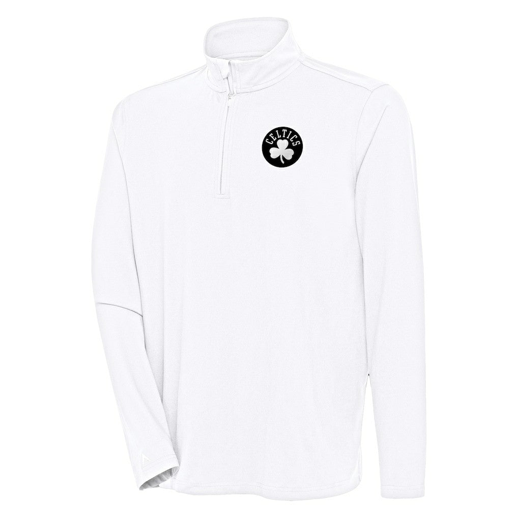 White Boston Celtics Antigua Hunk Quarter-Zip Top | NBA