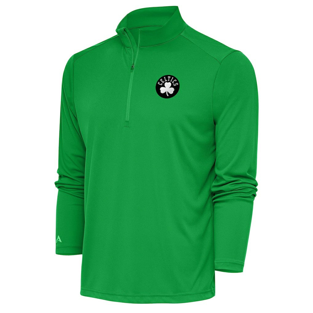 Kelly Green Boston Celtics Antigua Metallic Logo Tribute Quarter-Zip Top | NBA