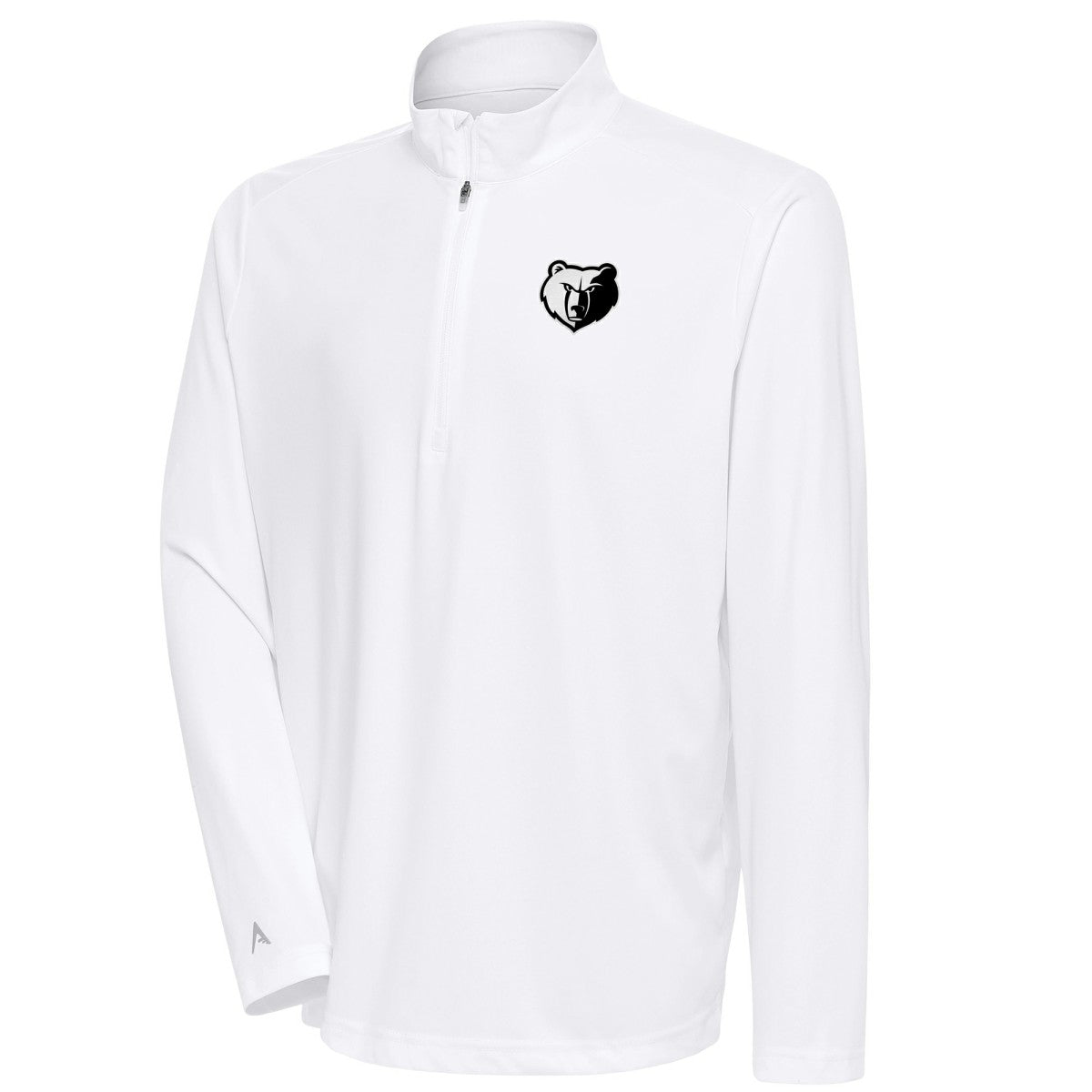 White Memphis Grizzlies Antigua Metallic Logo Tribute Quarter-Zip Top | NBA